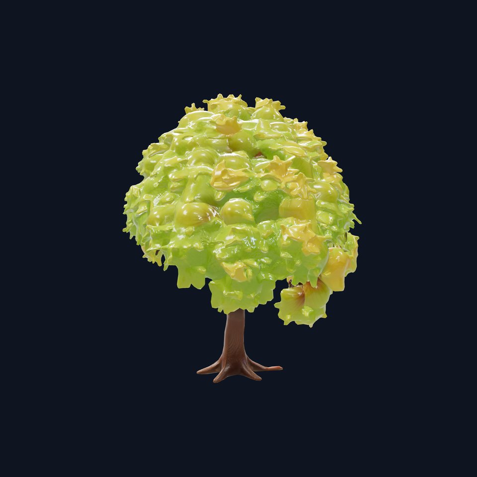 Cartoon Ginkgo Tree model pack with Fan-Shaped Crown